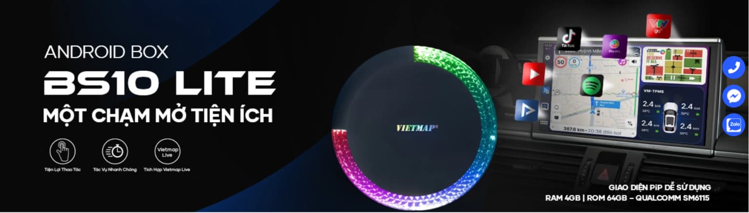 Android Box Vietmap BS10 Lite Cho Ô tô, Biến Màn Zin Thành Màn Android