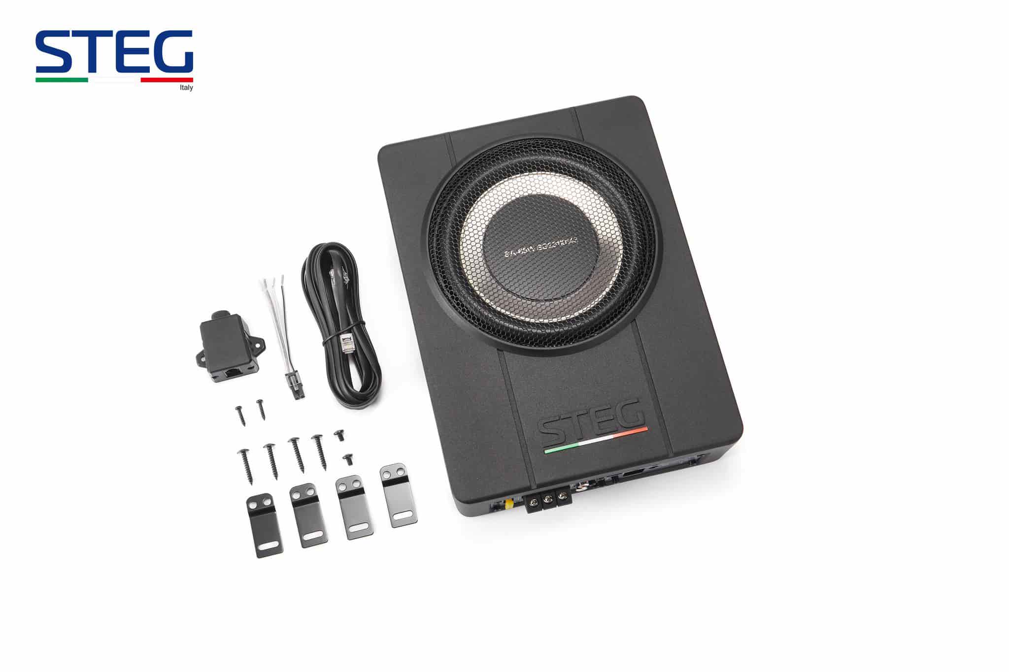 Bộ loa sub điện gầm ghế ô tô STEG TWIN SW65 gồm những gì?