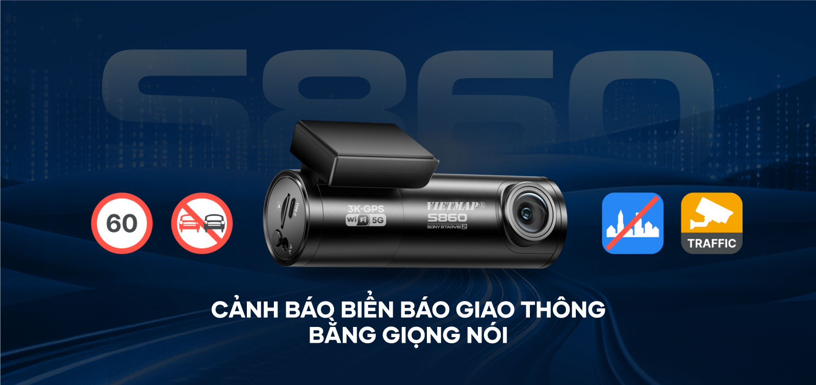 camera hành trình vietmap s860 cảnh báo giao thông