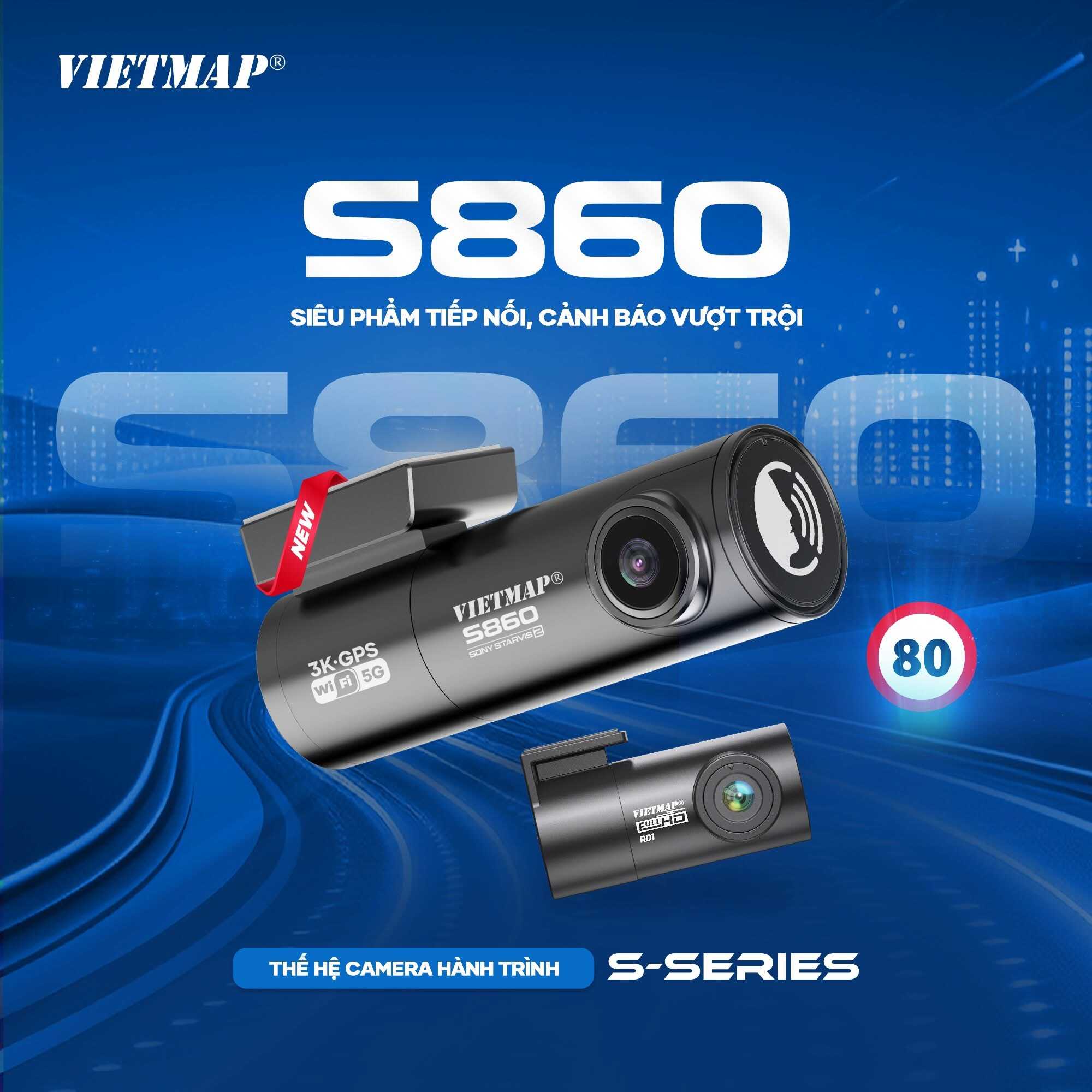 Camera hành trình ô tô chĩnh hãng vietmap s860 ghi hình trước sau
