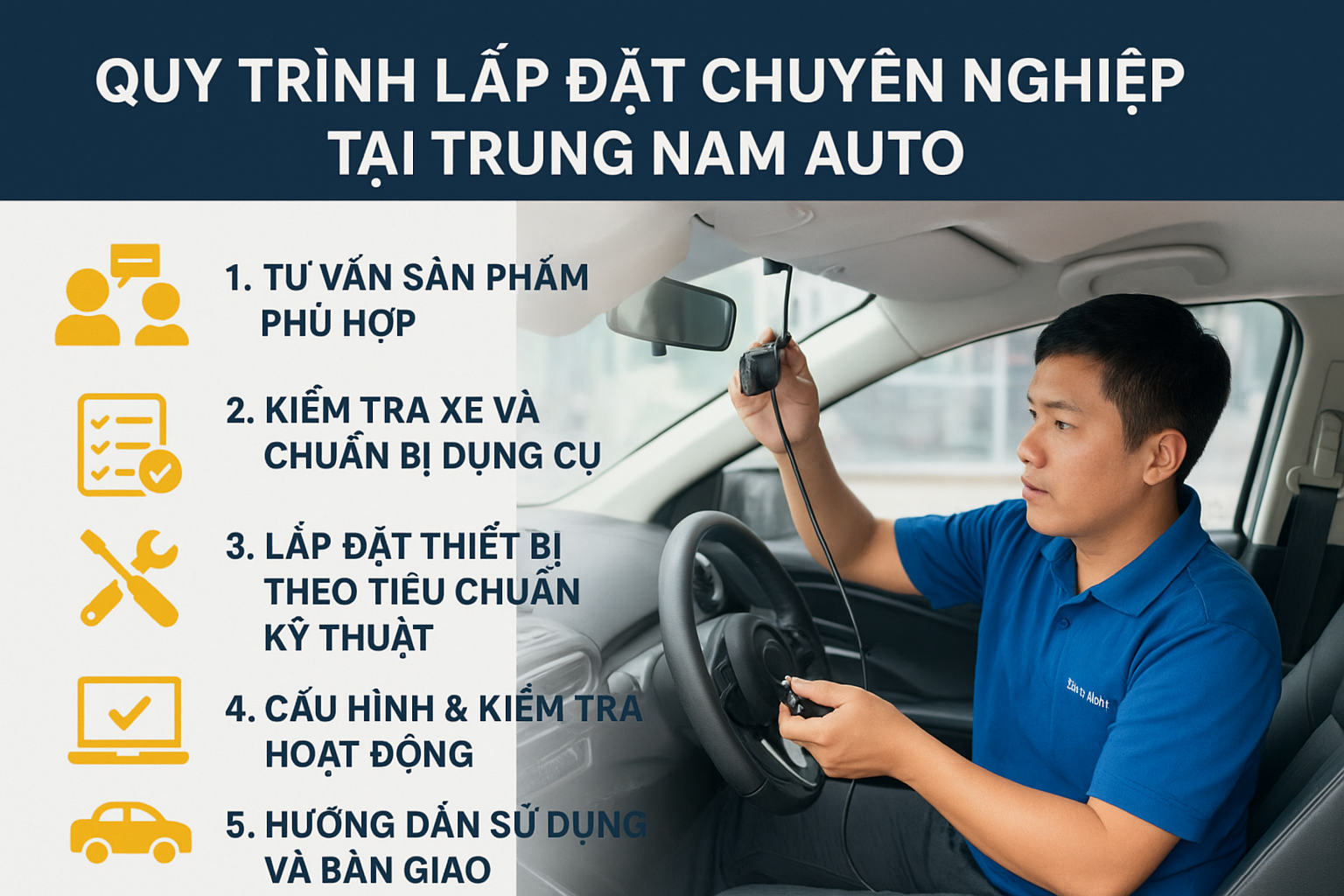 Quy Trình Lắp Đặt Chuyên Nghiệp Tại Trung Nam Auto