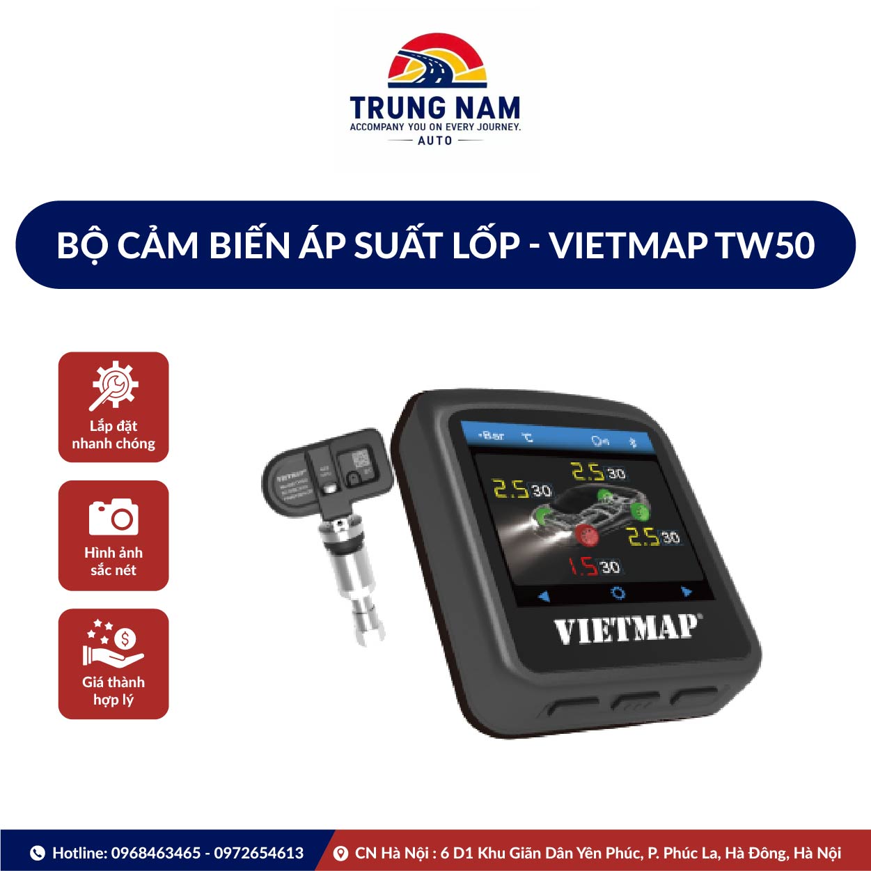 Bộ Cảm Biến áp Suất Lốp Vietmap Tw50