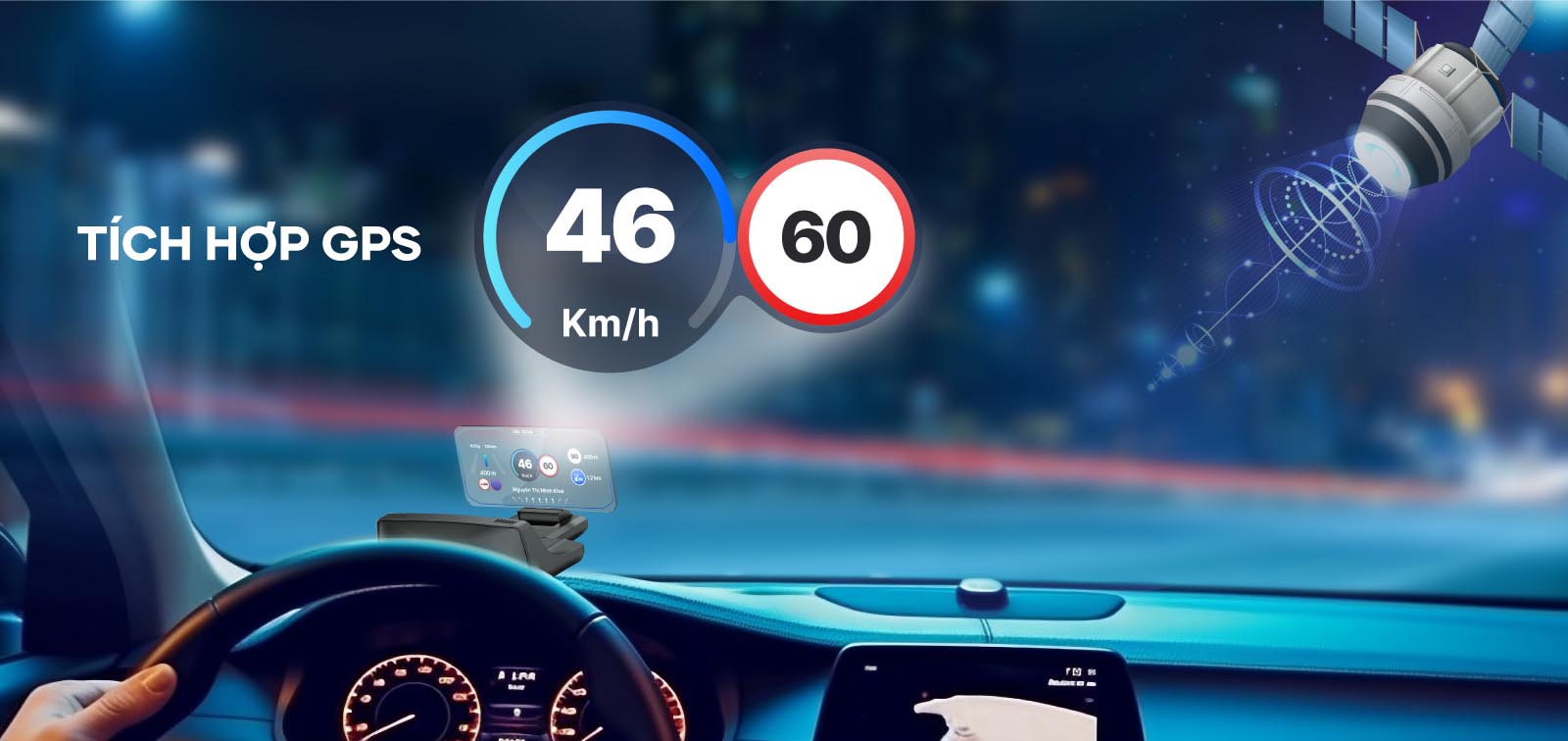 Màn hình thông tin Vietmap H50 sử dụng GPS độc lập để hiển thị tốc độ với độ chính xác cao