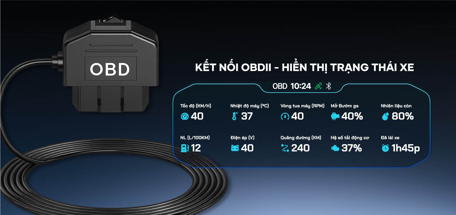 Kết nối OBD2 cho phép H50 hiển thị các thông số vận hành